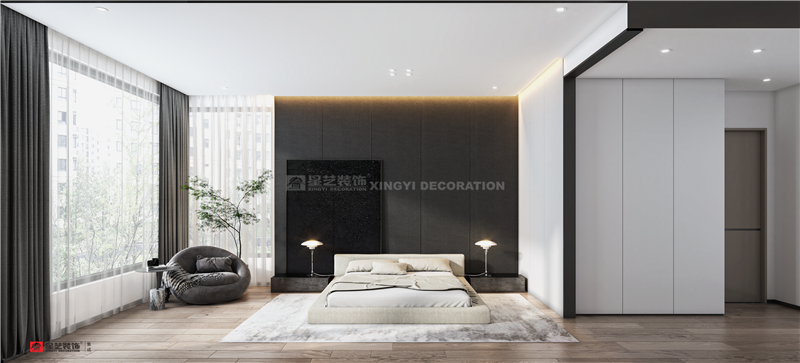 唐樾青山200平卧室装修效果图