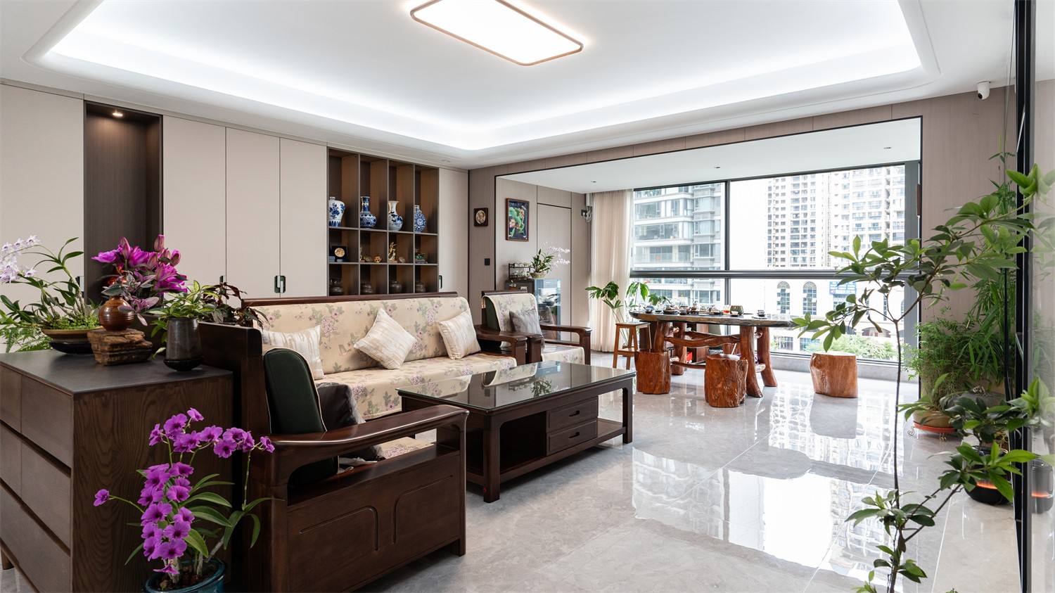 建发缦云210平新中式卧室装修完工实景图