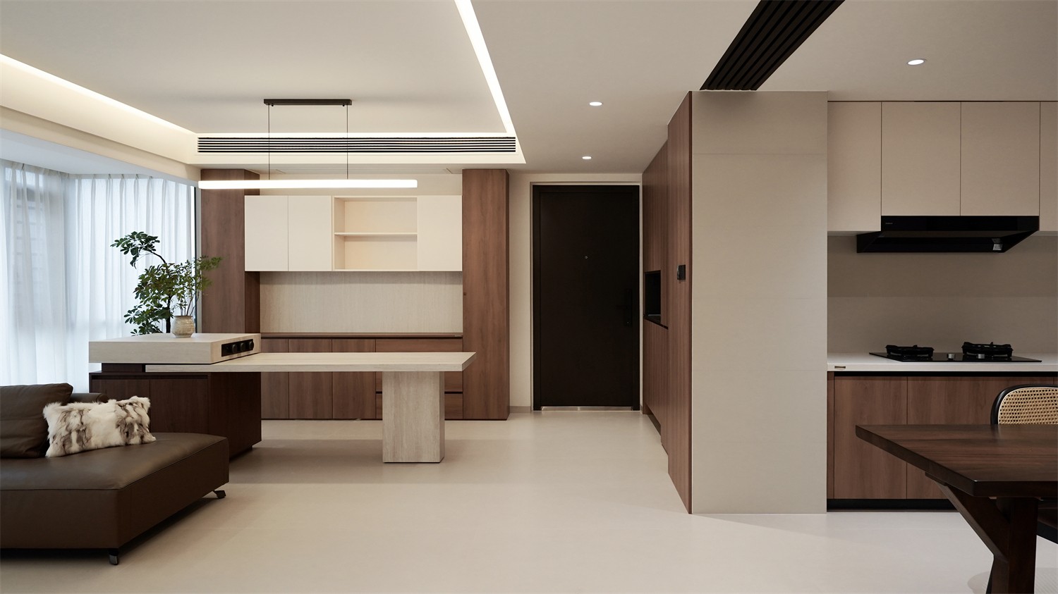 北投溪境119平中古风入户装修完工实景图