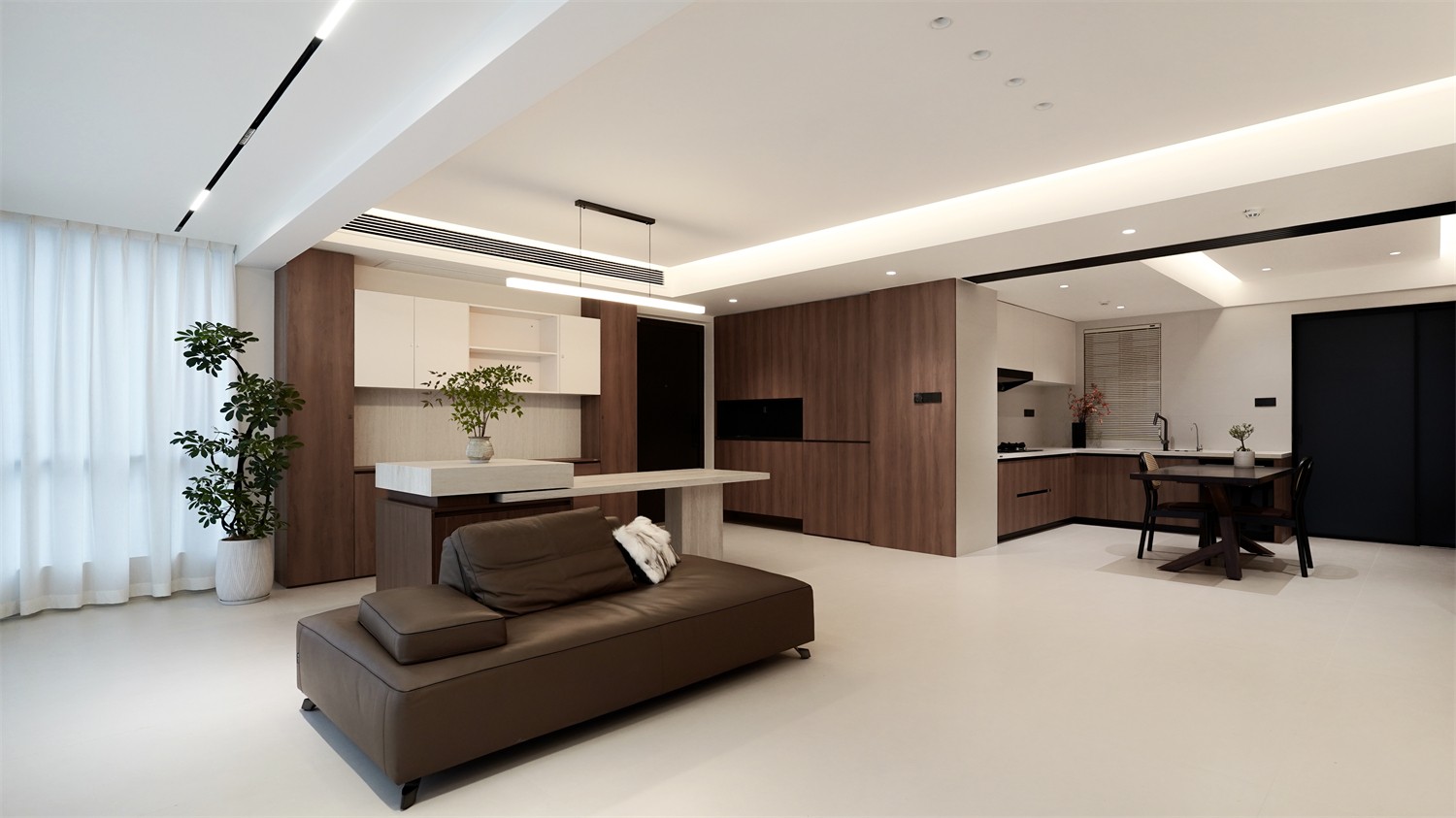 北投溪境119平中古风客厅装修完工实景图