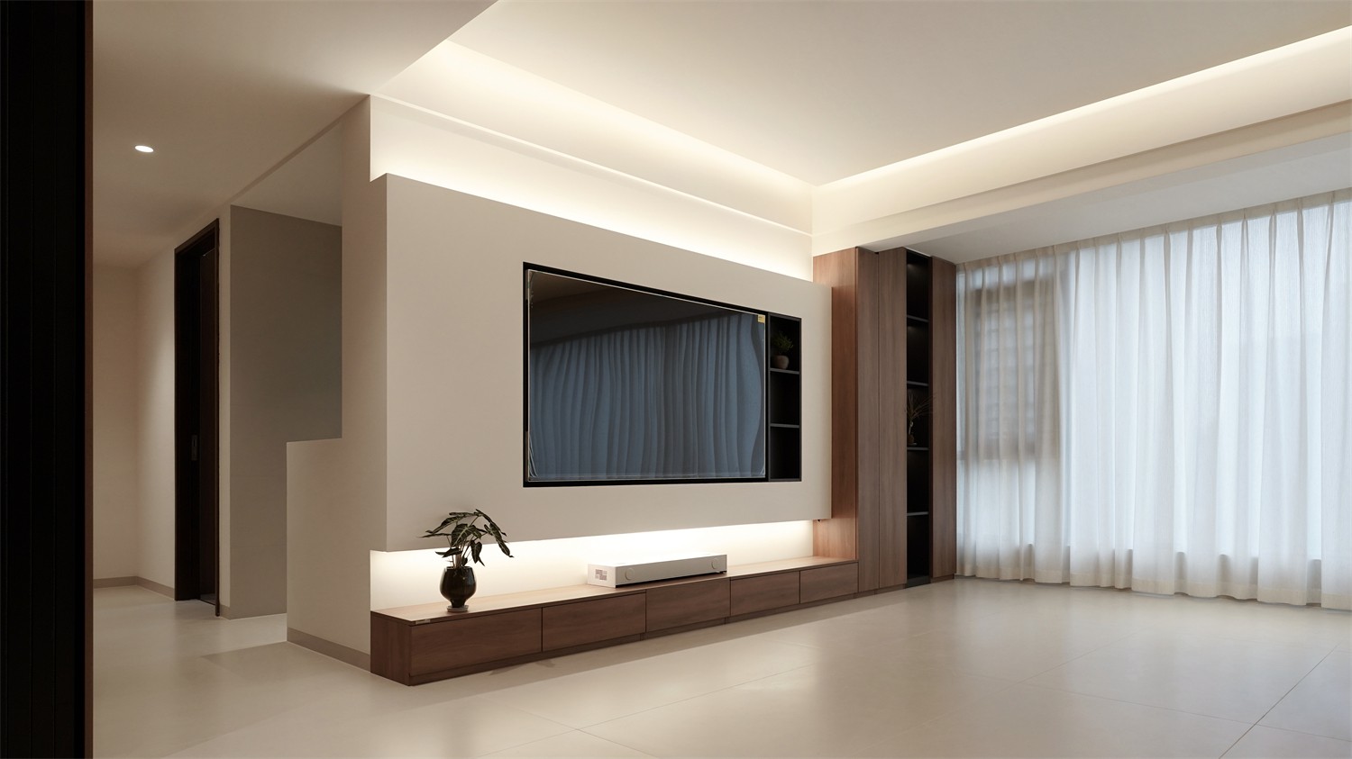 北投溪境119平中古风客厅装修完工实景图