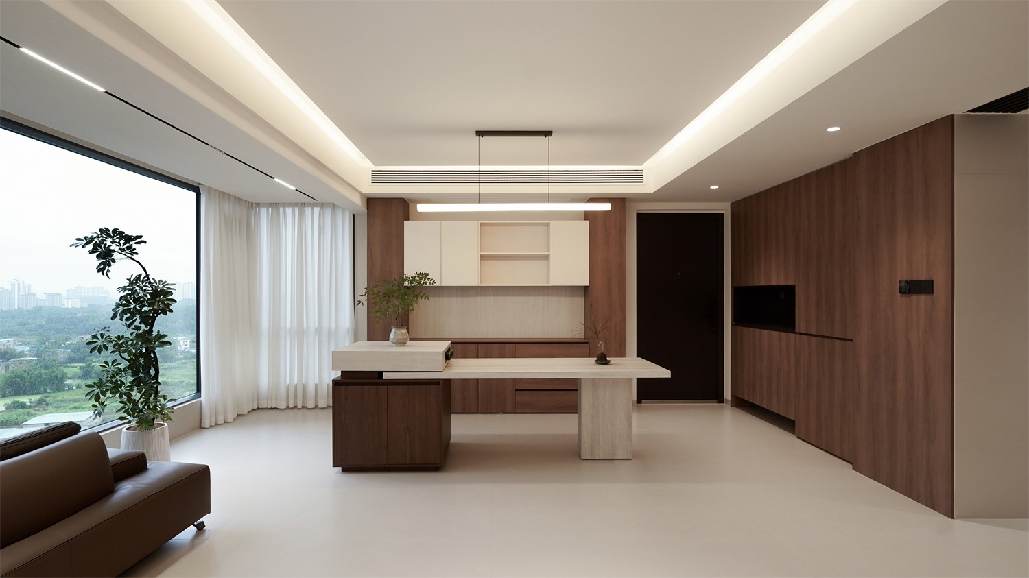 北投溪境119平中古风入户装修完工实景图