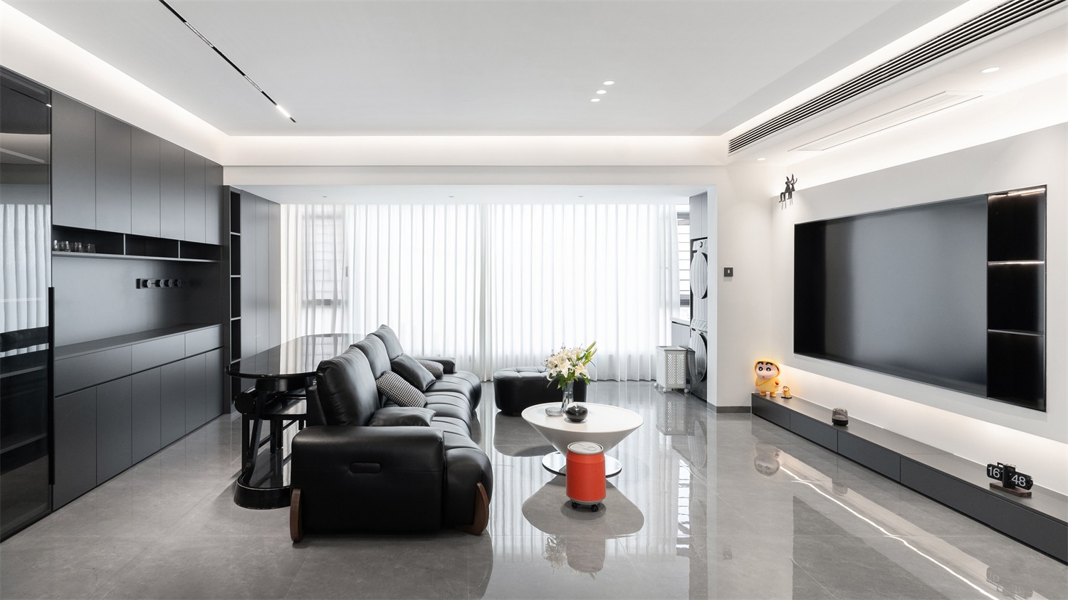 锦云湖光118平现代简约客厅装修实景图