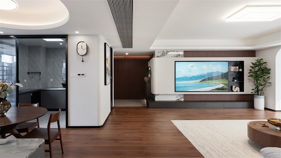 建发养云184平现代风格客厅装修完工实景图